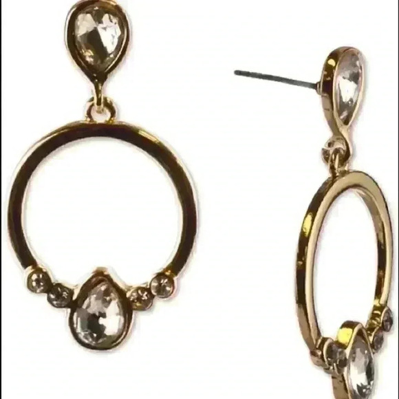 Charter Club new Gold Crystal Circle Drop Earring - Picture 1 of 8